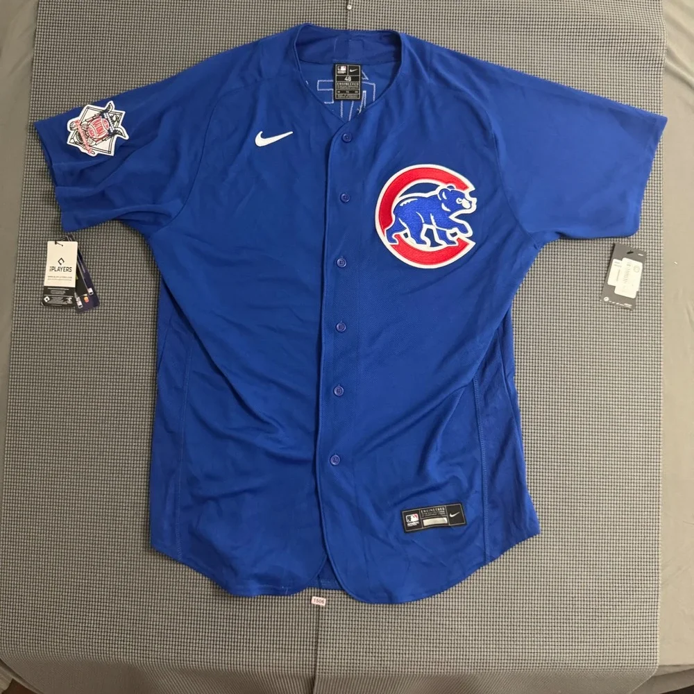 Nike Chicago Cubs Javier Baez 9 Authentic Jersey Blue Mens 48 8900-EJ3A